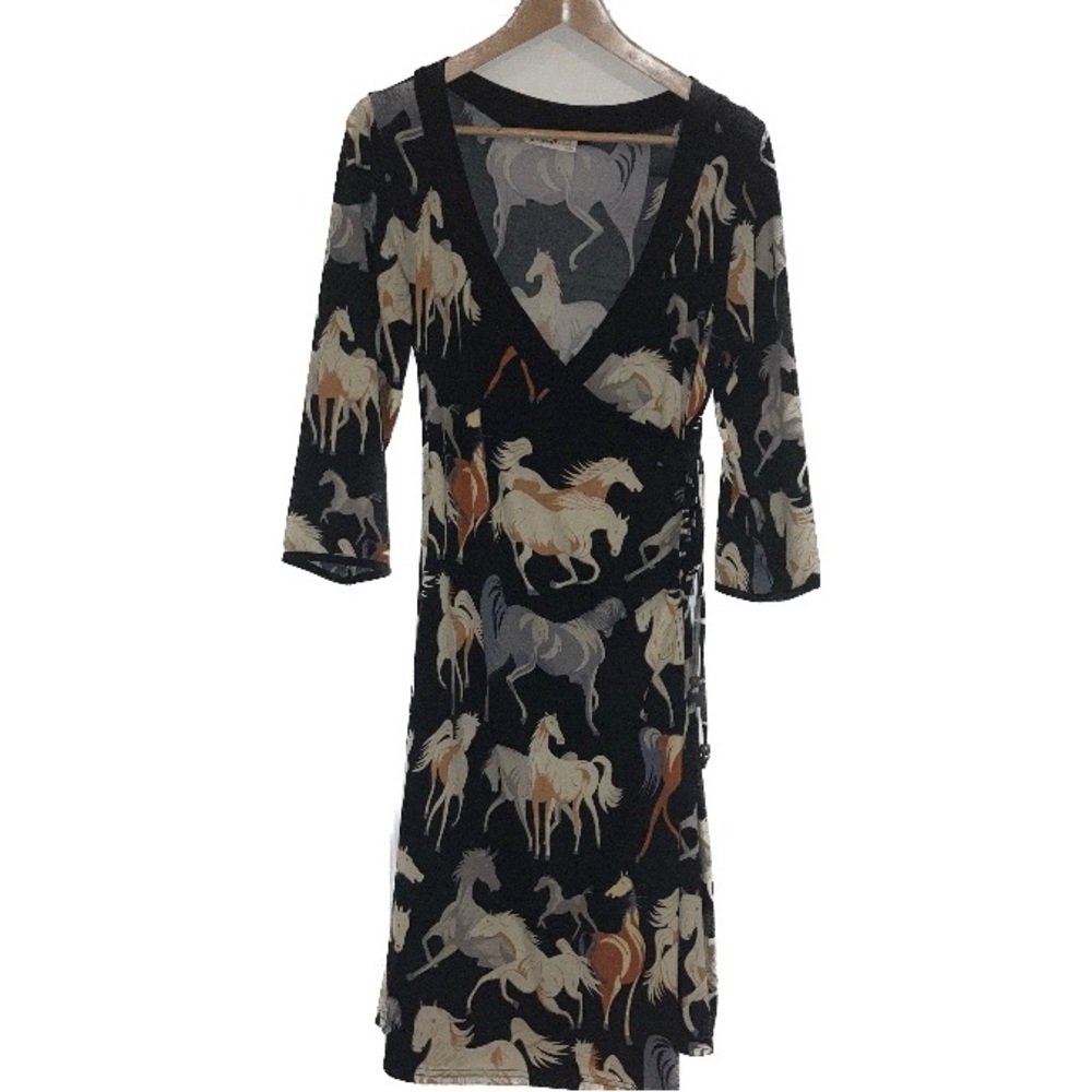 Faux Wrap Dress Horse Print
